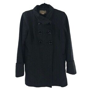 Women's Michael Kors Band Collar Wool Double-Breasted Coat Size 10